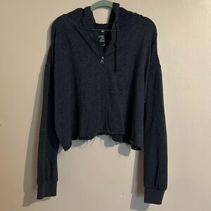 Lounge life womens blue cropped hoodie